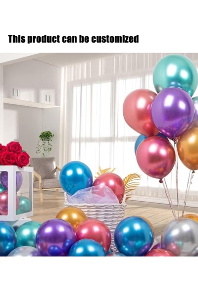 SDCNT 100Pcs Assorted Chrome Metallic Balloons, Thick Shiny Latex Balloons fo...