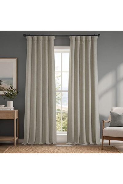 HPD Half Price Drapes ستائر تعتيم للغرف بنسيج الكتان الصناعي، طول 108 بوصة (ق...