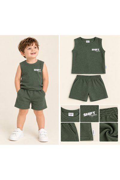 ZİMBOO Baby Boy 2-Piece Zero Sleeve Sift Printed Summer Set