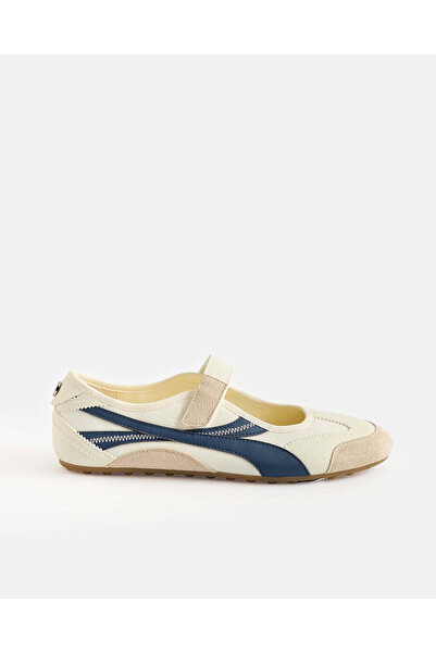 REDTAG Girls Ivory And Navy Strap Ballerinas