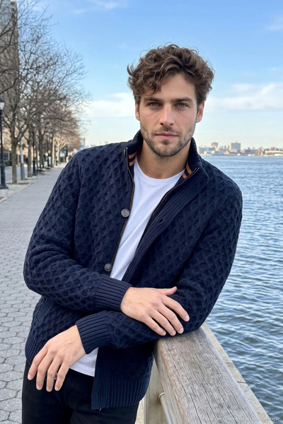 Çizgi Triko Men's Zippered and Buttoned Cardigan Thick Knit Knitwear Classic ...