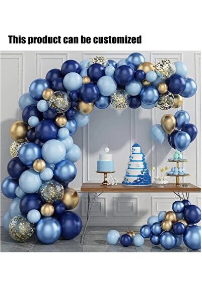 SDCNT Navy Blue Baby Blue Gold Balloon Arch Kit, Gold Confetti Latex Balloons...