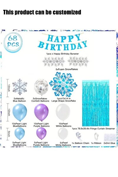 SDCNT 68Pcs Frozen Birthday Party Decorations Kit, Snowflake Foil Balloon, Co...
