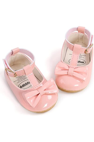 GENERAL Baby Girls Mary Jane Flats with Bownot Non Slip Soft Sole PU Leather ...