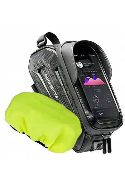 ROCKBROS Geantă de bicicletă pentru cadru, blindată, cu buzunar pentru telefo...