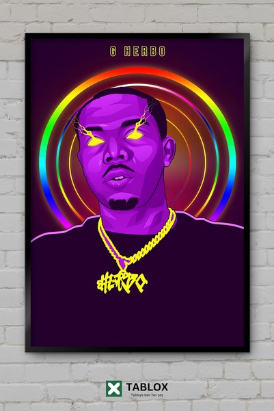 tablomaxtbx G Herbo Rapper Rapper Neon Hip Hop Umjetnička Zidna Dekoracija Ur...