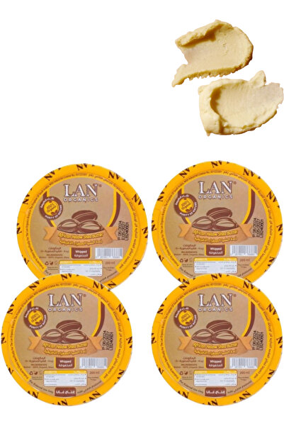 LAN ORGANICS 4 قطع من زبدة الشيا الأفريقية البيضاء المخفوقة 200 مل