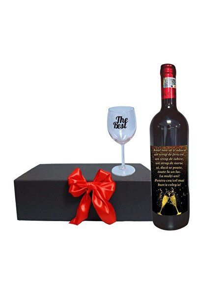 OEM Set cadou de sărbători pentru colegă, Cutie de vin cu sticlă și pahar, 35...