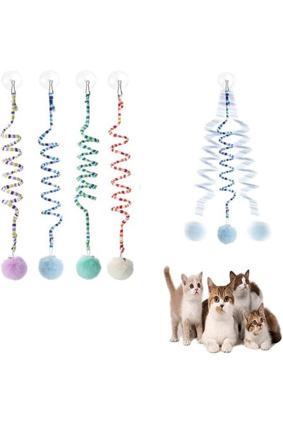 AZONEE Cat Spring Toys Hanging, 4 Pcs Cat Toy Hanging Door Interactive Cat To...