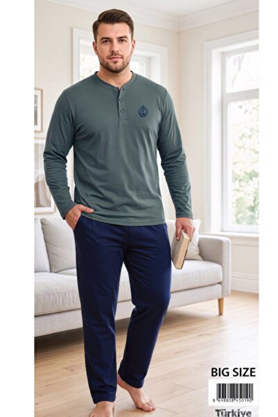 Generic Brand Set de pijamale pentru bărbați, 100% bumbac, mărime mare
