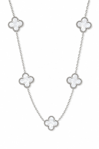 Jack Ferrero Stylish Clover Motif Steel Necklace Special Design Stainless Ste...