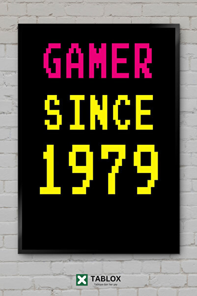 tablomaxtbx Gamer Από το 1979, 40 Χρόνια, Διακοσμητικός Πίνακας MDF με Κορνίζ...