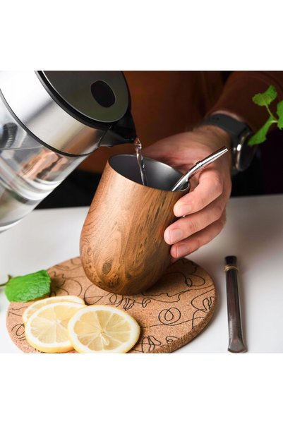 Aquafloow Cana termică pentru Yerba Mate 355ml, paie, curățător Bombilla, ghi...