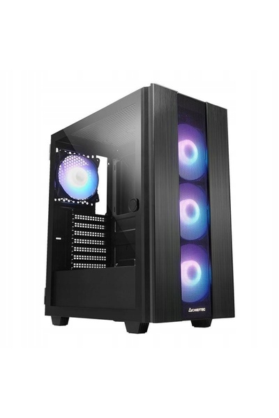 Chieftec GS-02B-OP Hunter 2 Midi Tower 4xRGB USB-C Carcasă cu panou de sticlă