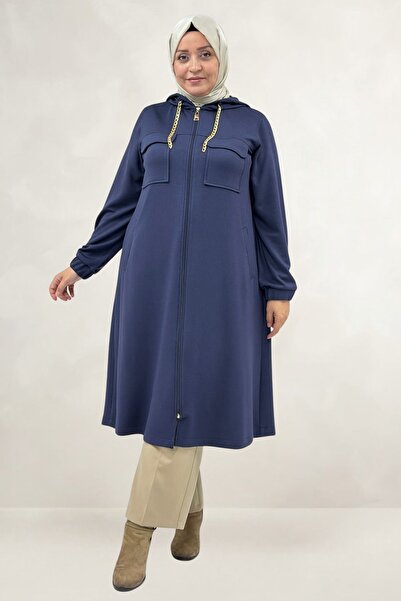 Eslina 63026 Large Size Fileto Pocket Chain Corded Modal Cap - Navy Blue