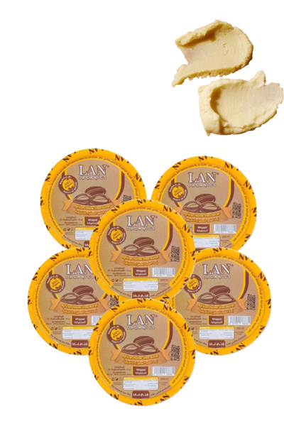 LAN ORGANICS 6 قطع من زبدة الشيا الأفريقية البيضاء المخفوقة 200 مل