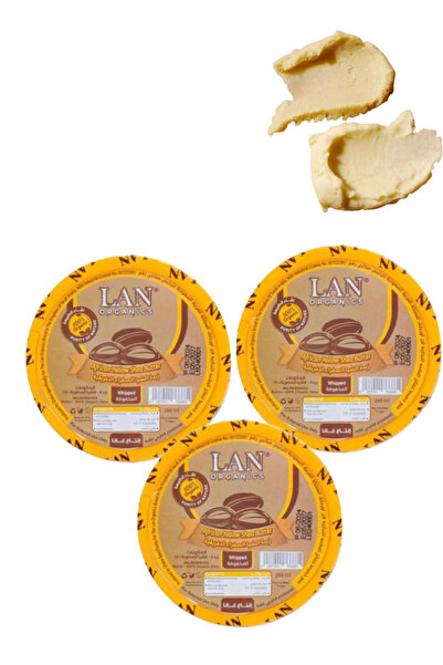 LAN ORGANICS 3 قطع من زبدة الشيا الأفريقية البيضاء المخفوقة 200 مل