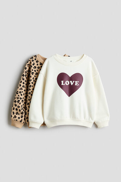 H&M 2'li Baskılı ve İçi Tüylü Sweatshirt
