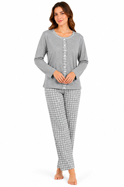 YUYİ Nena 100% Cotton Long Sleeved Front Buttoned Women's Pajama Set