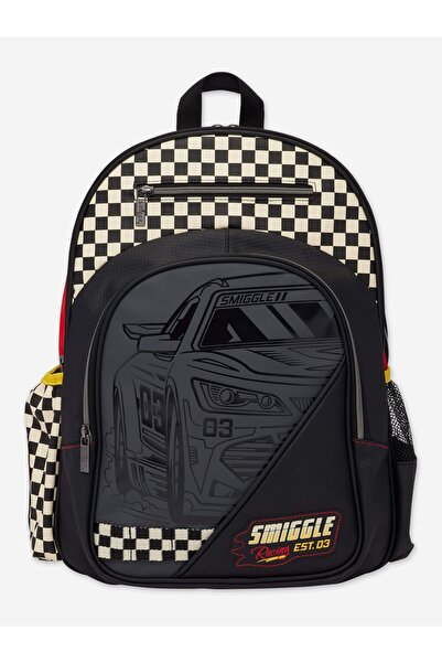 SMIGGLE Pit Stop Zone Siyah Araba Desenli Okul Sırt Çantası