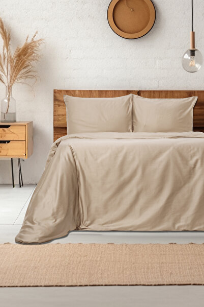ALIS HOME 100% Cotton Cream Satin Duvet Cover Set Double Size