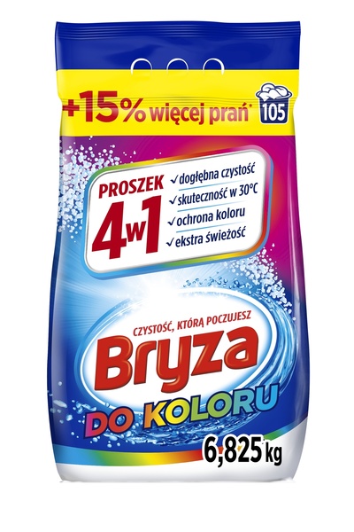 Bryza Detergent pudră 4 în 1 pentru spălarea hainelor albe, 6,825 kg / 105 bu...