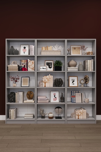asratrend Lüks 15 Raflı Ev Ofis Kitaplık %100 MDF Modern Dekoratif Kütüphane ...
