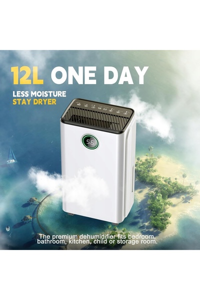 NO BRAND Dezumidificator de aer 12 l/zi LED temporizator 24h drenaj continuu ...