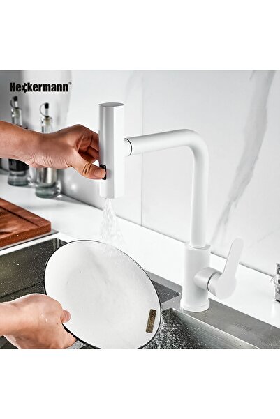 Heckermann BATERIA KUCHENNA ALBĂ CU GURĂ ELASTICĂ, BATERIE DE BUCĂTĂRIE FLEXI...