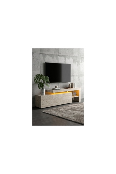 Vivense LUMA LED IŞIKLI TV ÜNİTESİ, KREM, 160 CM
