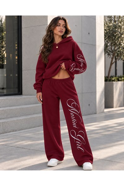 darkopia Hanorac cu glugă și pantaloni de trening largi, unisex, pentru femei și bărbați, cu imprimeu Martini Girl, supradimensionat, cu 3 fire.