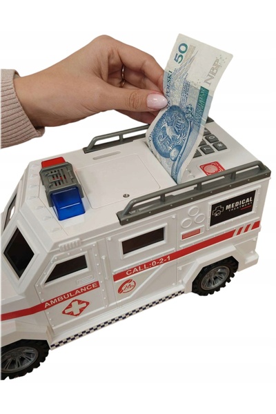 COİLTEK Suport pentru monede Pușculiță Bancnote Cadou Mașină Ambulanță Bobină