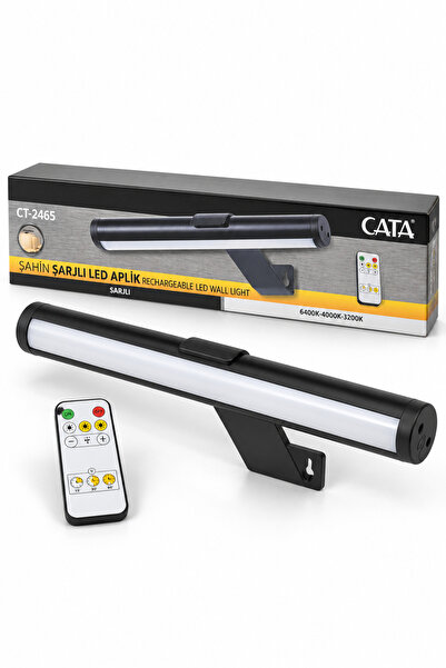 Cata Şahin Şarjlı LED Aplik Kumandalı 3 Renk Işık Siyah 32 cm 1,5W