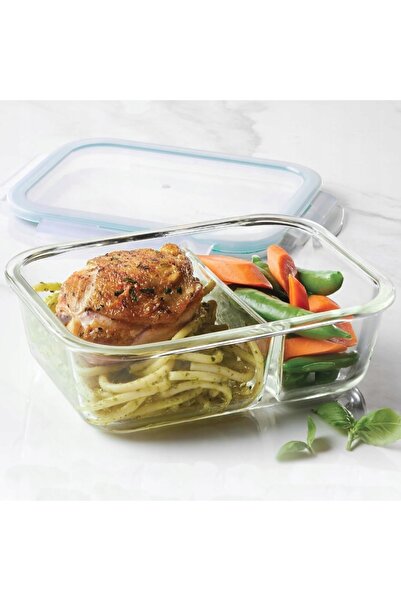 FLORINA SET 3 PIESE RECIPiente DE STOCARE ALIMENTE DIN STICLA, CU DOUĂ COMPAR...