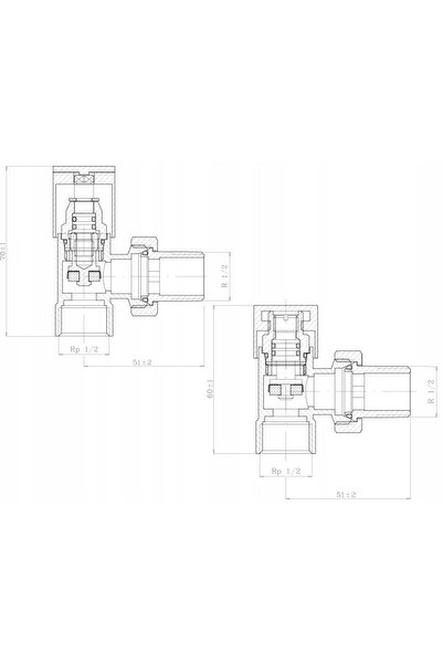 FERRO Set de robinete unghiulare pentru radiator, negre, ZGB31BL