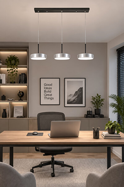 Fer Avize Ela Led Modern Tasarım 3 Renk Işık Seçenekli Enerji Tasarruflu 3'lü Led Avize Mutfak Salon Çocuk Odası Giyinme Odası