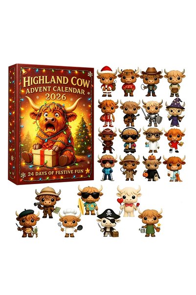 Generic Brand Highland Cow Advent Calendar 2026, 24-Day Countdown 3D Cow