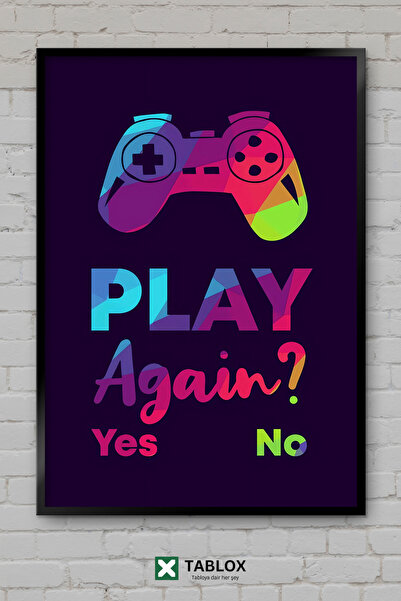 tablomaxtbx Gaming Play Again Player Replay Motivation Διακοσμητικός πίνακας ...