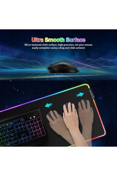 NO BRAND Mousepad de gaming XL, iluminat LED RGB, cu design de hartă, 30 cm x...