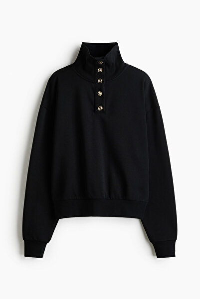H&M Üstte Düğmeli Sweatshirt