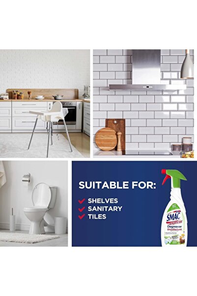 SMAC 2 Pack Express Multi Kitchen Degreaser Lemon Multipurpose Cleaner Kills 99.9% of Bacteria, More Powerful Unbeatable Shine, Eliminates Grease, Burn Food and Limescale Stains 650ml