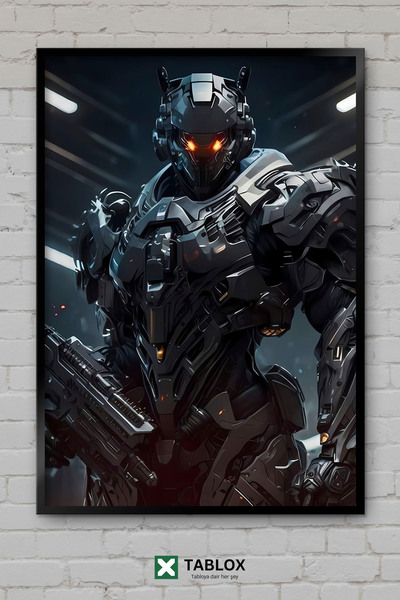 tablomaxtbx Αφίσα τέχνης επιστημονικής φαντασίας Future Cyborg με κορνίζα, δι...