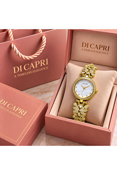 Generic Brand Di Capri Women's Gold Watch with Pearl Dial and Shiny Rhineston...