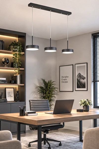Fer Avize Ela Led Modern Tasarım 3 Renk Işık Seçenekli Enerji Tasarruflu 3'lü Led Avize Mutfak Salon Çocuk Odası Giyinme Odası