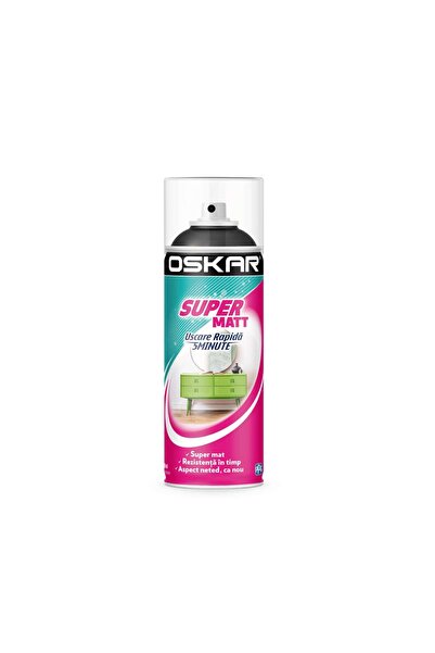 OEM Σπρέι βαφής για ξύλο / μέταλλο, Oskar Super Matt, μαύρο, εσωτερικού / εξω...