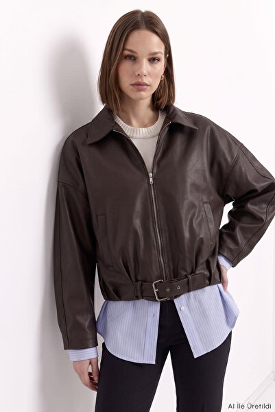 Rays Oversize Deri Ceket 3137 Kahve