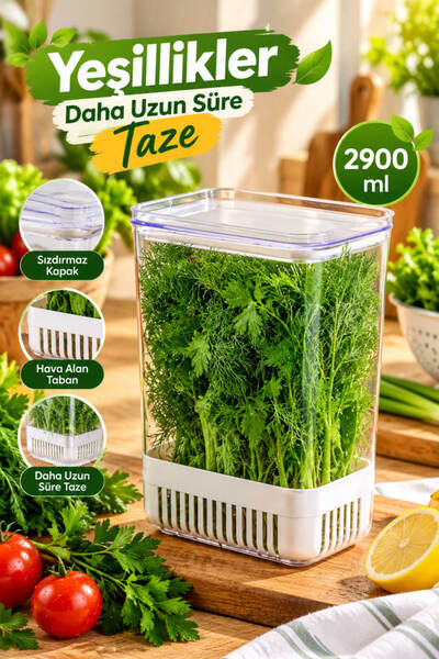 House Bird Greenery Storage Container 2900 ml with Strainer Vegetable Fruit F...