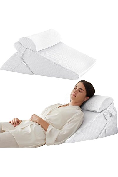 BEDLUXE 3Pcs Orthopedic Bed Wedge Pillow Set, Foam Wedge Pillow Post Surgery ...