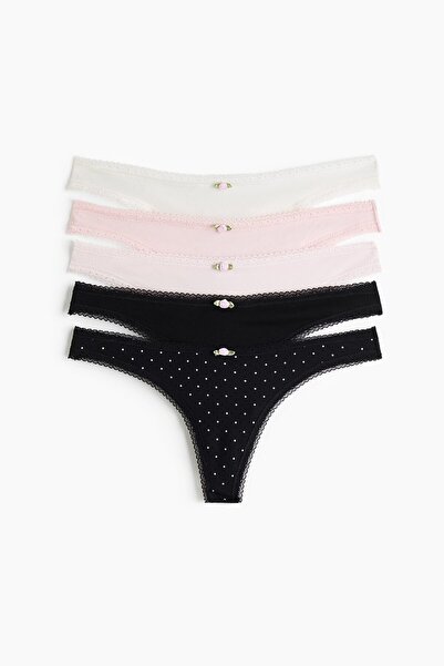 H&M 5'li Pamuklu Thong Külot