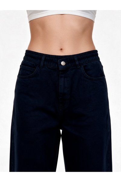 BIG LESSON Women's High Waist Palozzo Loose Trousers Oyulacivert